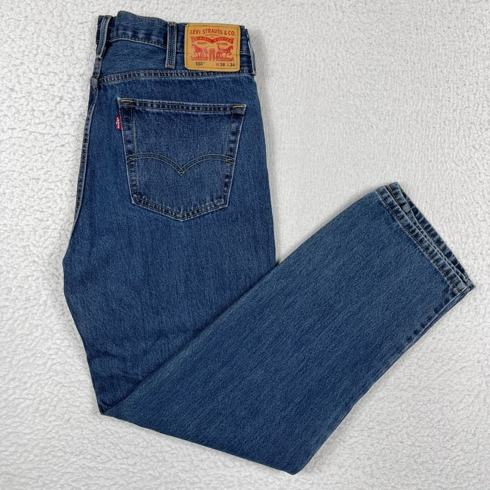 Levis 550 Relaxed Fit Jeans Mens 38x34 Blue Tapered Leg Denim 00550-4886 Classic